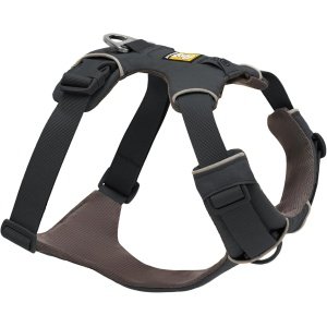 RUFFWEAR Front Range Medium Reflective Y Harness - Adjustable Comfortable Padded Everyday Dog Walking & Running Harness - 2 Lead Attachments & V Ring, Size M, Basalt Grey
