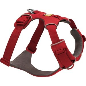 RUFFWEAR Front Range Harness - Extra Large, Reflective, Adjustable Comfortable Padded Everyday Dog Walking Harness with No Pull Design, 2 Lead Attachments & V Ring, L/XL, Red Canyon