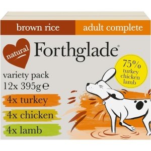Forthglade Wet Dog Food Variety Pack (12 x 395g Trays) - Wholegrain & Hypoallergenic Dog Food with Turkey, Lamb and Chicken with Brown Rice, Adult Stomach Sensitive Meals with Natural Ingredients